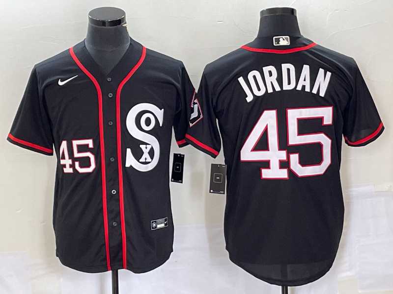 Mens Chicago White Sox #45 Michael Jordan Black Retro Stitched MLB Nike Cool Base Jersey